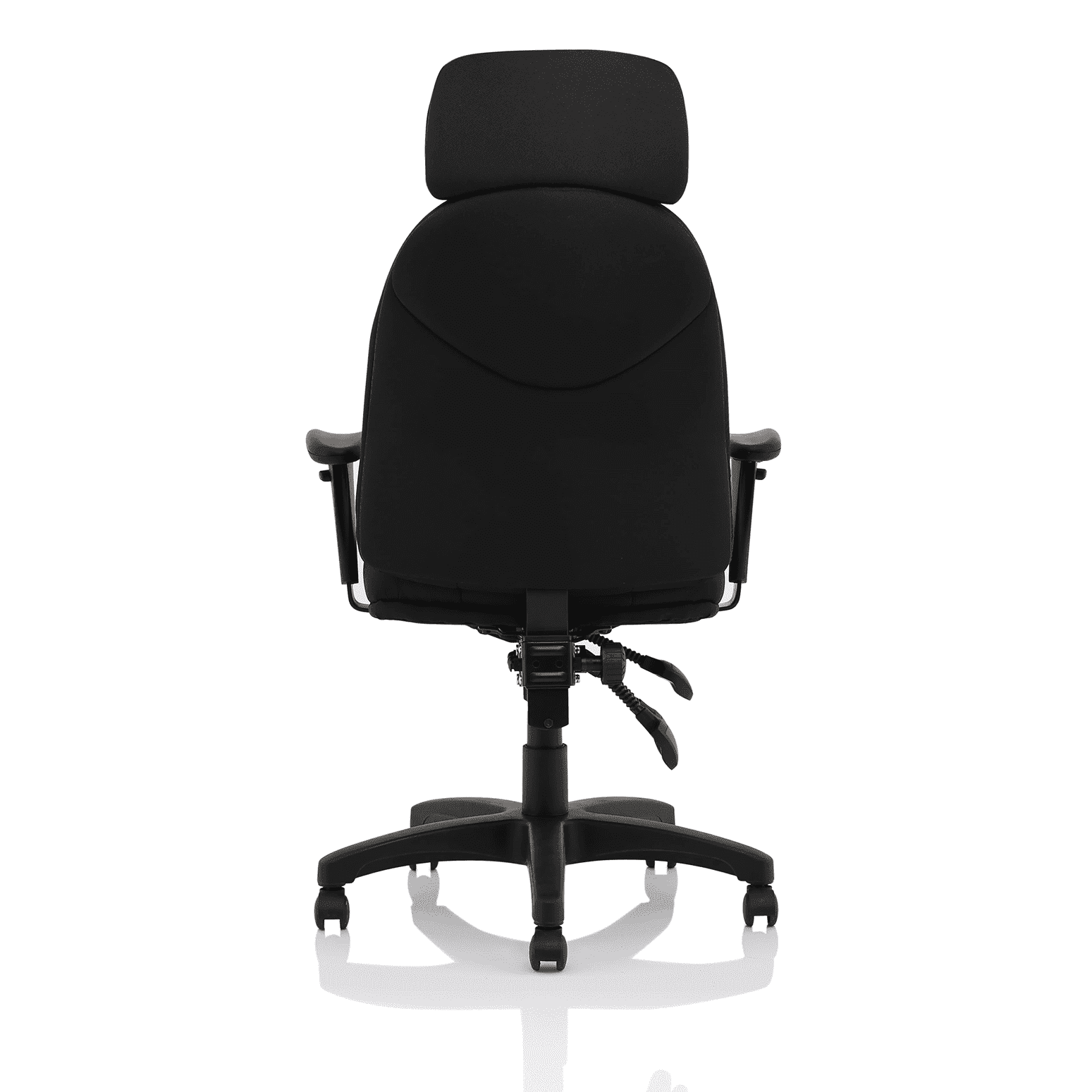 Jet High Back Black Fabric Task Operator Office Chair - 120kg Capacity, 8hr Usage, Adjustable Arms & Headrest, 2yr Mechanism Guarantee