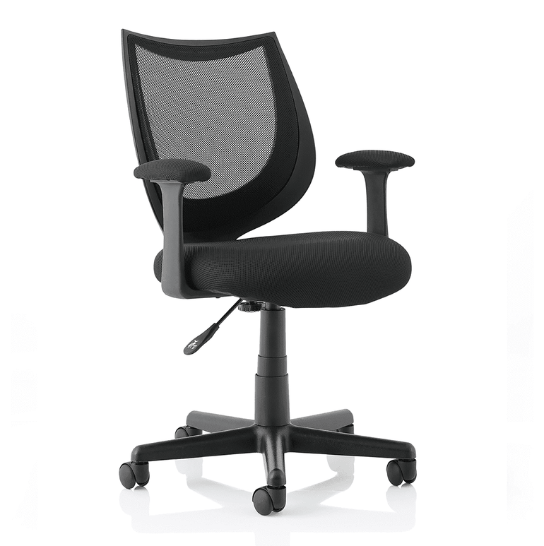 Camden Medium Back Mesh Task Office Chair - Black, Airmesh Seat, Plastic Frame, Fixed Arms, 120kg Capacity, 8hr Usage, Flat Packed