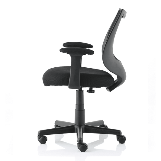 Camden Medium Back Mesh Task Office Chair - Black, Airmesh Seat, Plastic Frame, Fixed Arms, 120kg Capacity, 8hr Usage, Flat Packed