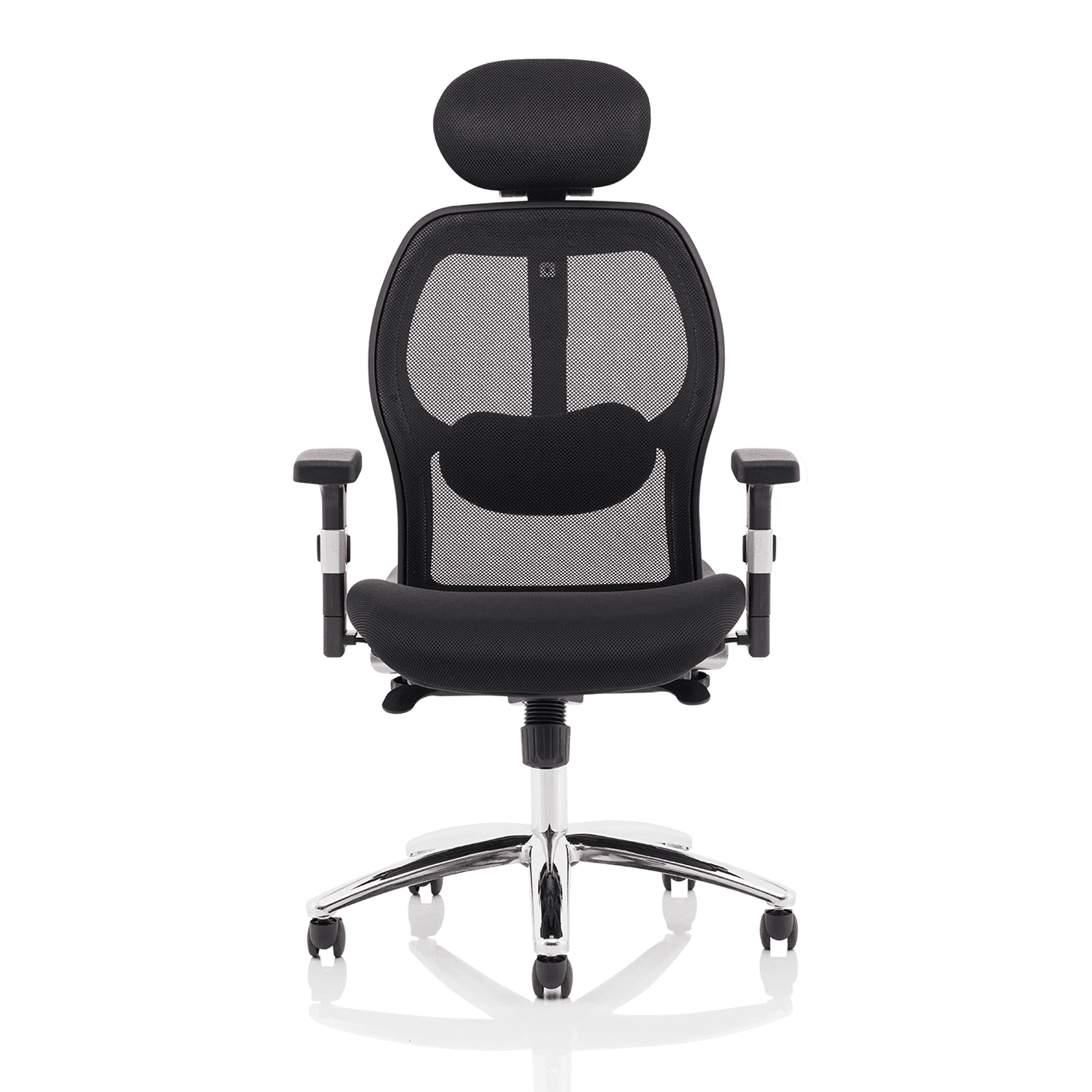 Sanderson II High Mesh Back Executive Office Chair - Airmesh Seat, Chrome Frame, Adjustable Arms & Lumbar Support, 125kg Capacity, 8hr Usage