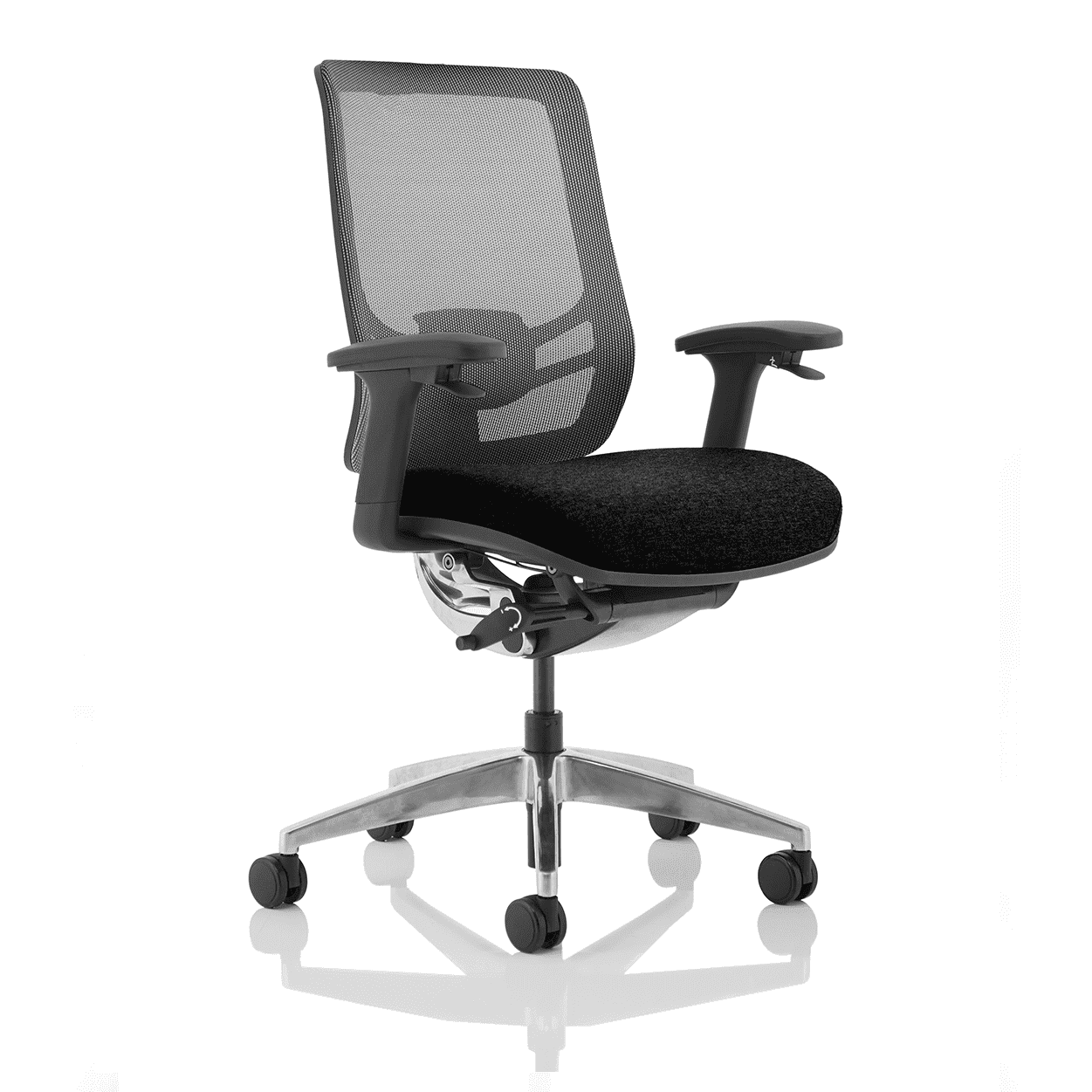 Ergo Click High Back Ergonomic Office Chair - Mesh Seat & Back, Adjustable Arms, Lumbar Support, 135kg Capacity, 24hr Use - Chrome Frame