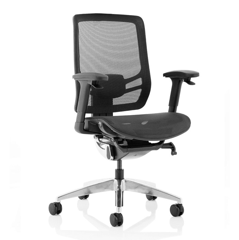 Ergo Click High Back Ergonomic Office Chair - Mesh Seat & Back, Adjustable Arms, Lumbar Support, 135kg Capacity, 24hr Use - Chrome Frame