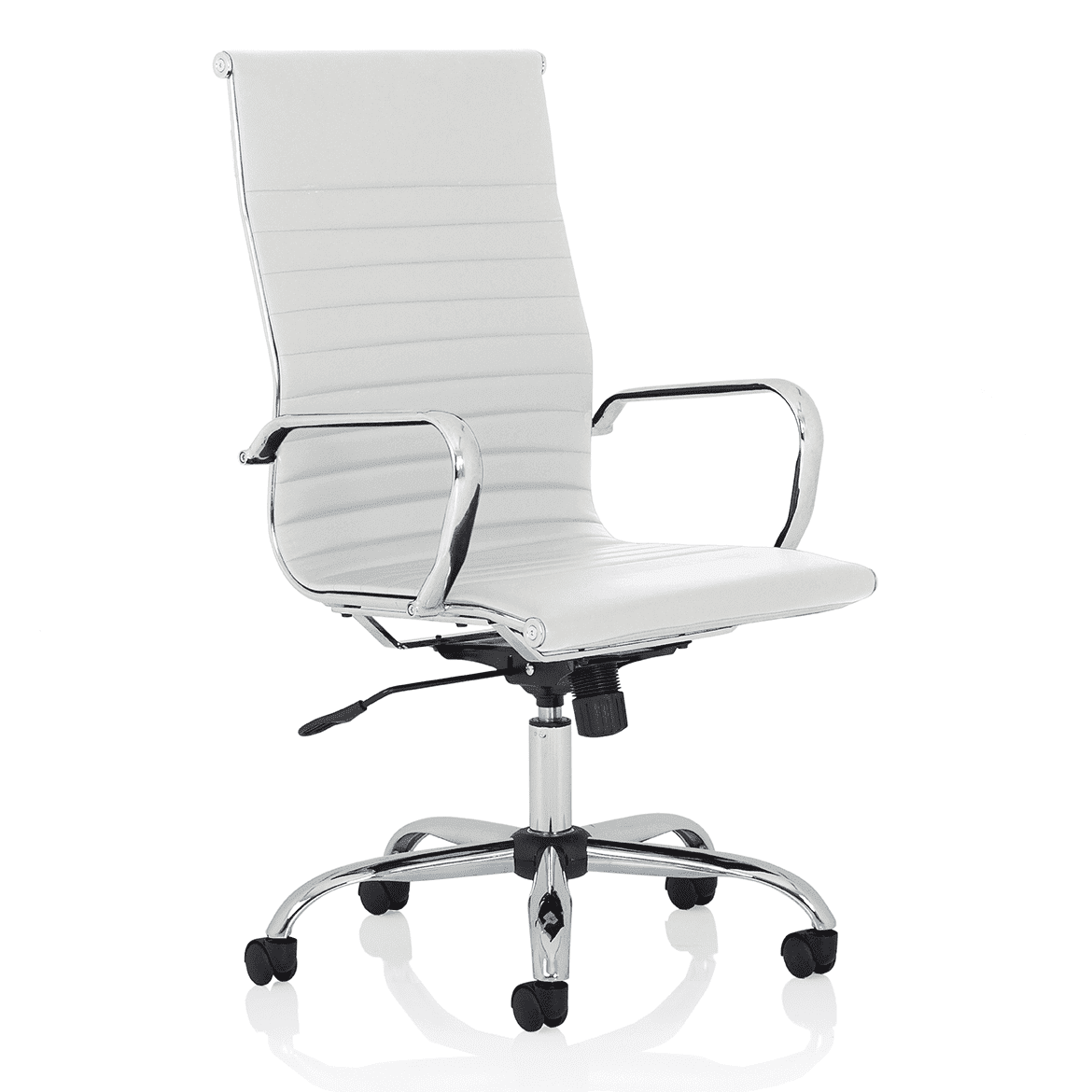 Nola Black Leather Executive Office Chair with Arms - Chrome Frame, 120kg Capacity, 8hr Usage, Adjustable Height & Tilt, 2-Year Warranty