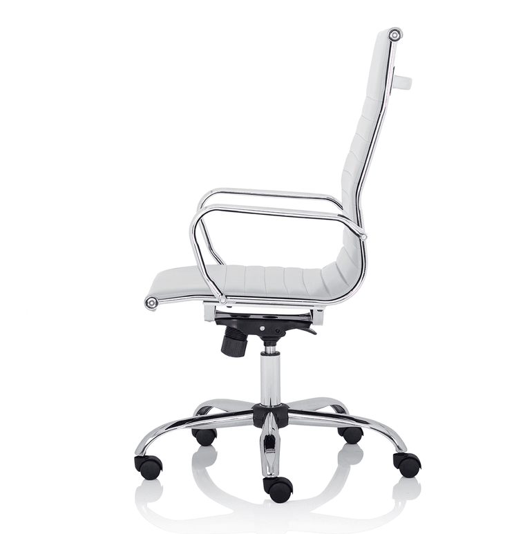 Nola Black Leather Executive Office Chair with Arms - Chrome Frame, 120kg Capacity, 8hr Usage, Adjustable Height & Tilt, 2-Year Warranty