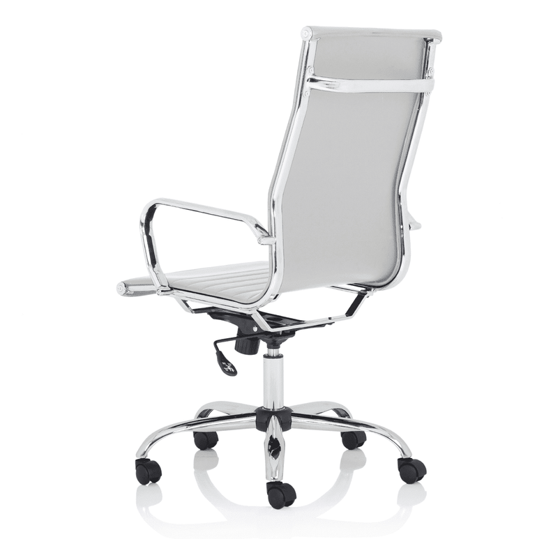 Nola Black Leather Executive Office Chair with Arms - Chrome Frame, 120kg Capacity, 8hr Usage, Adjustable Height & Tilt, 2-Year Warranty