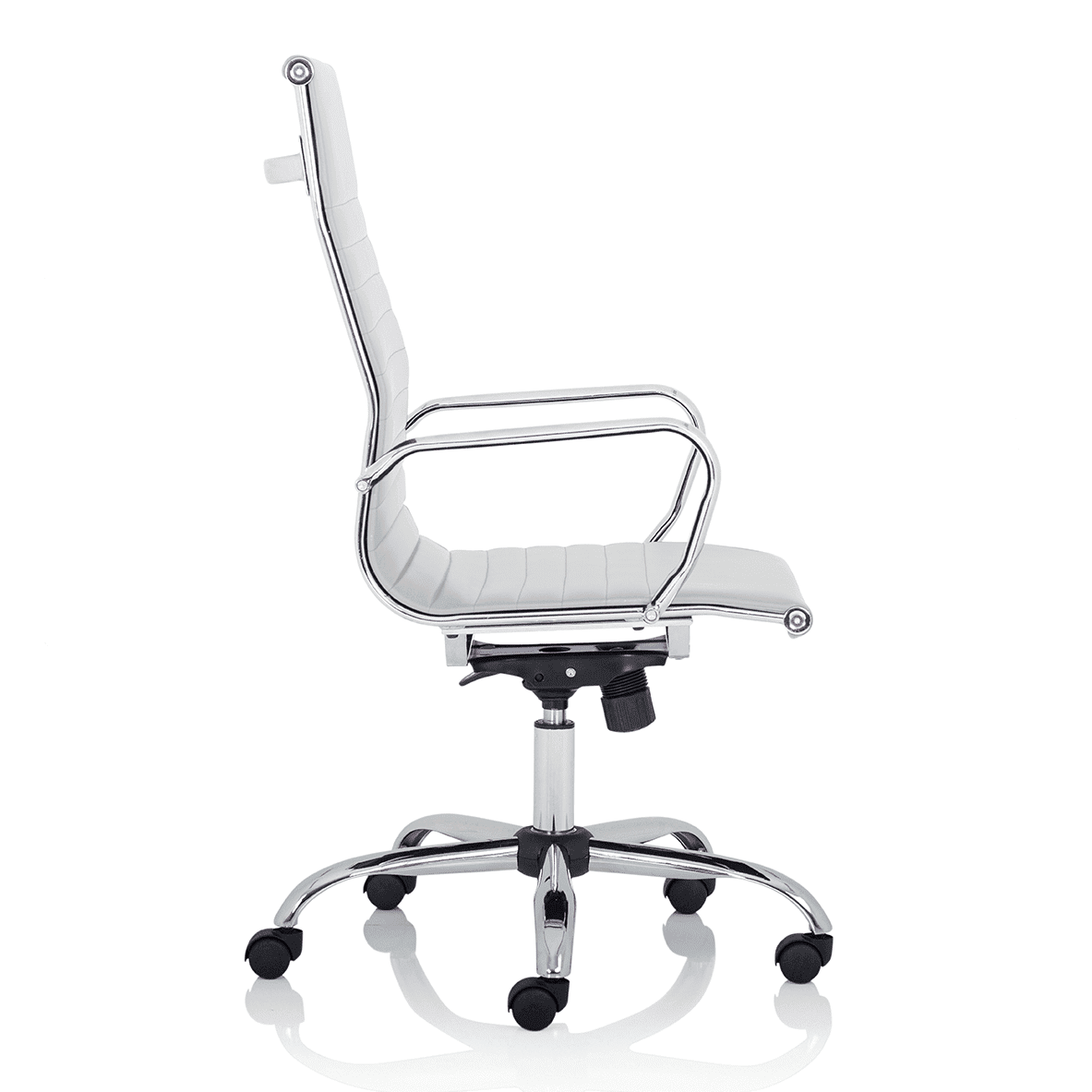 Nola Black Leather Executive Office Chair with Arms - Chrome Frame, 120kg Capacity, 8hr Usage, Adjustable Height & Tilt, 2-Year Warranty