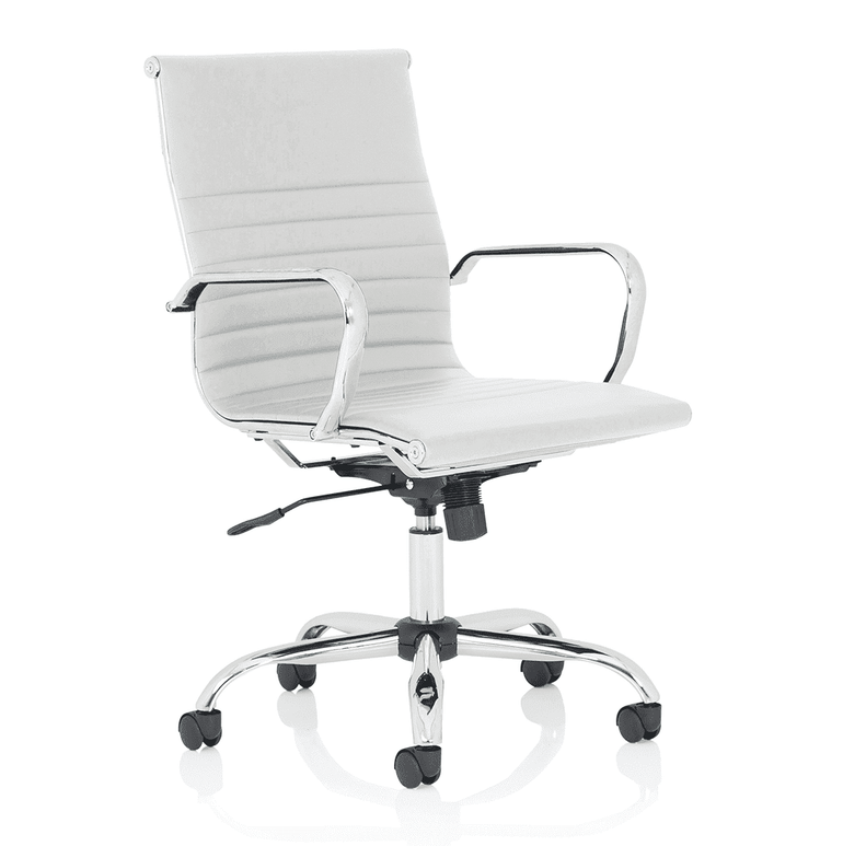 Nola Black Leather Executive Office Chair with Arms - Chrome Frame, 120kg Capacity, 8hr Usage, Adjustable Height & Tilt, 2-Year Warranty