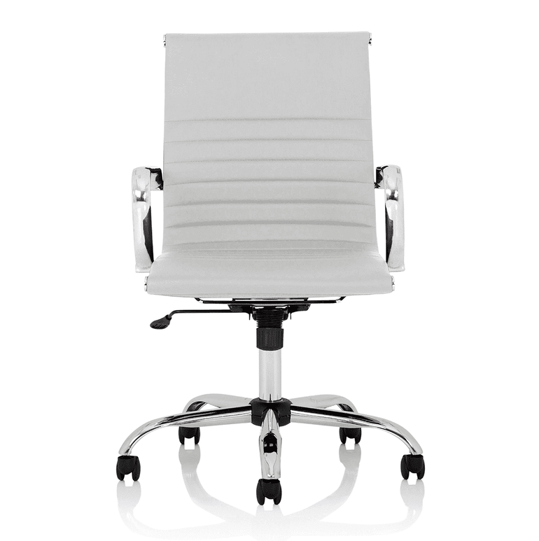 Nola Black Leather Executive Office Chair with Arms - Chrome Frame, 120kg Capacity, 8hr Usage, Adjustable Height & Tilt, 2-Year Warranty