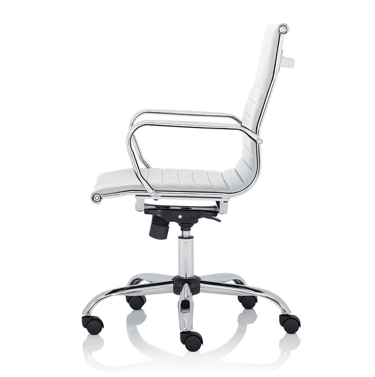 Nola Black Leather Executive Office Chair with Arms - Chrome Frame, 120kg Capacity, 8hr Usage, Adjustable Height & Tilt, 2-Year Warranty