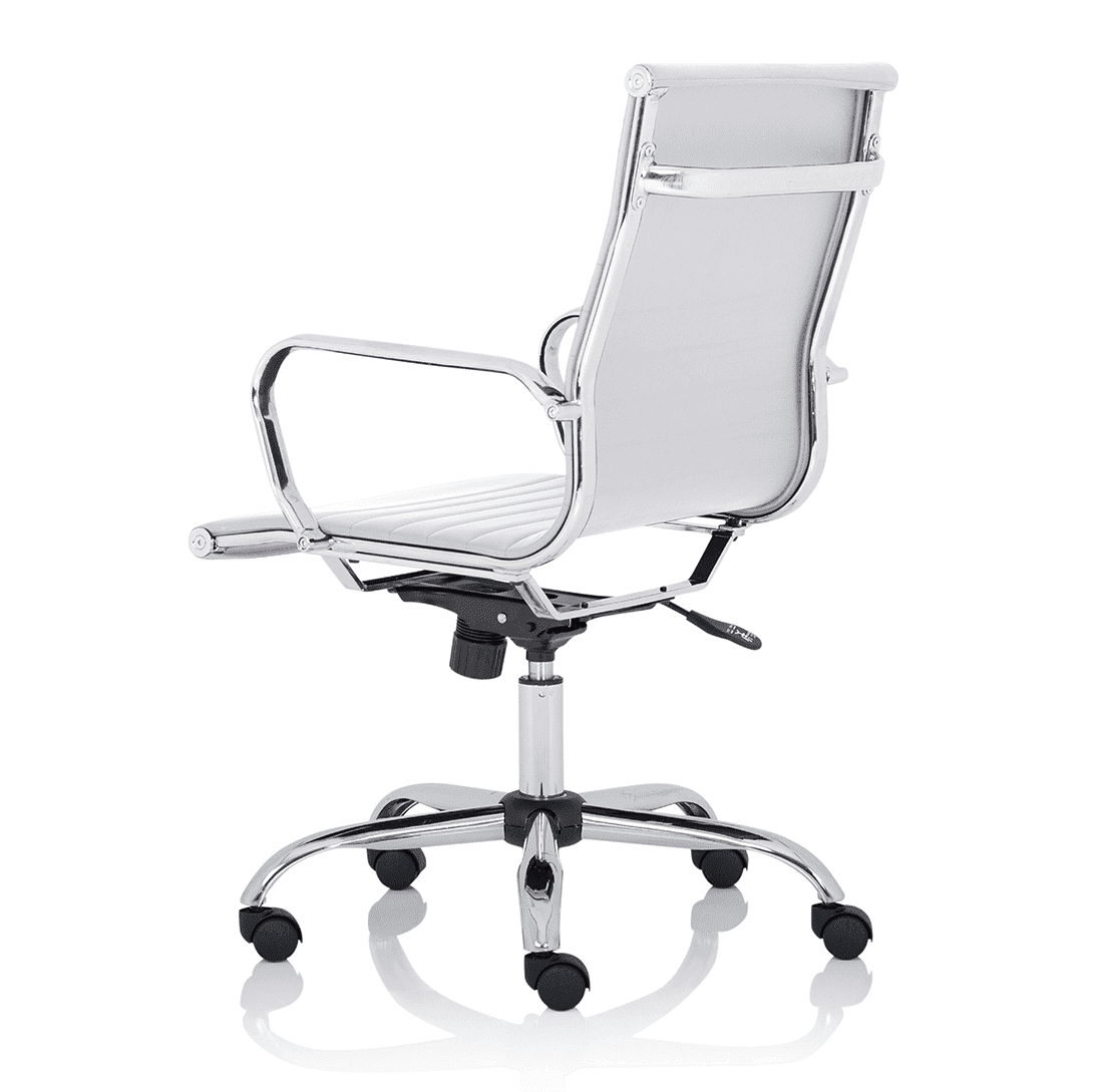 Nola Black Leather Executive Office Chair with Arms - Chrome Frame, 120kg Capacity, 8hr Usage, Adjustable Height & Tilt, 2-Year Warranty