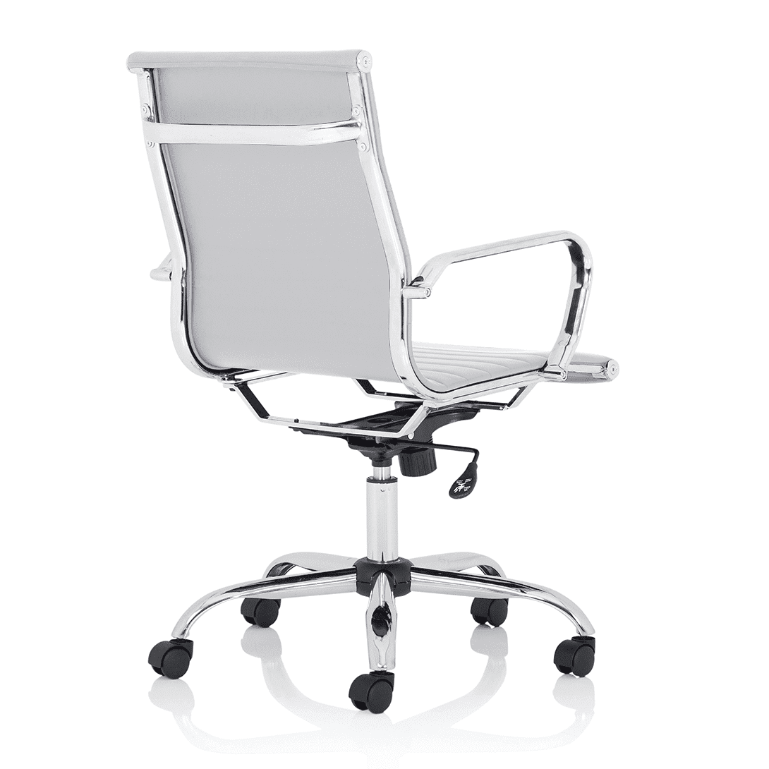 Nola Black Leather Executive Office Chair with Arms - Chrome Frame, 120kg Capacity, 8hr Usage, Adjustable Height & Tilt, 2-Year Warranty