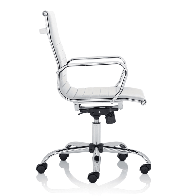 Nola Black Leather Executive Office Chair with Arms - Chrome Frame, 120kg Capacity, 8hr Usage, Adjustable Height & Tilt, 2-Year Warranty