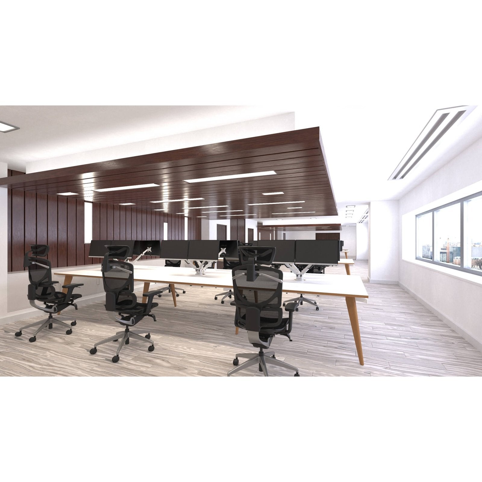 Oslo B2B Rectangular Desk - MFC Material, Wooden Legs, Natural Wood Frame, Self-Assembly, 5-Year Guarantee, Multiple Sizes (1200-4800mm Width)