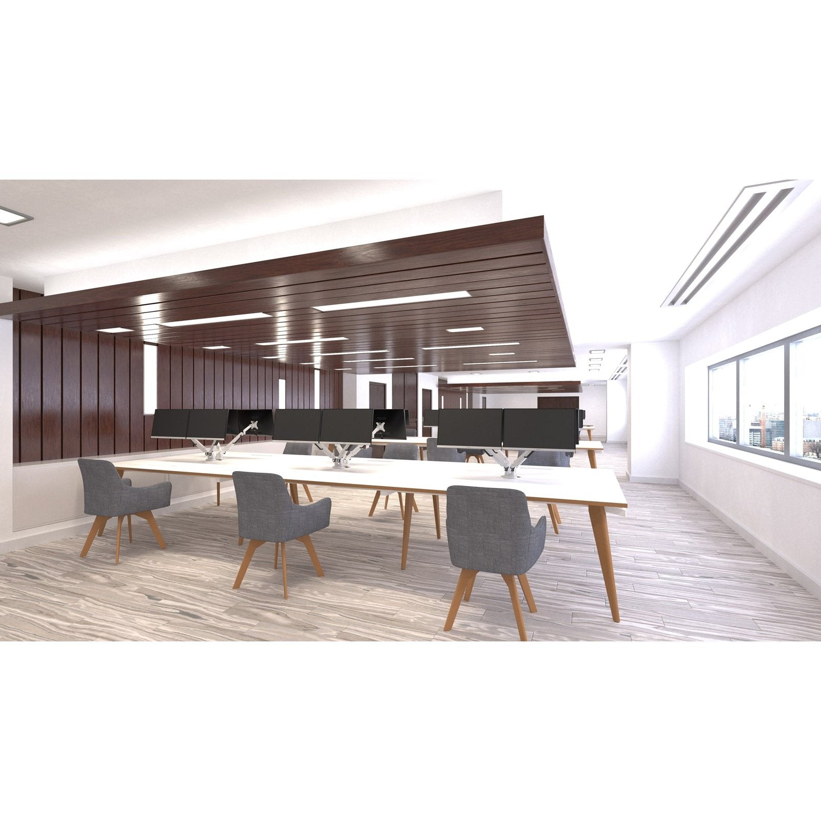 Oslo B2B Rectangular Desk - MFC Material, Wooden Legs, Natural Wood Frame, Self-Assembly, 5-Year Guarantee, Multiple Sizes (1200-4800mm Width)