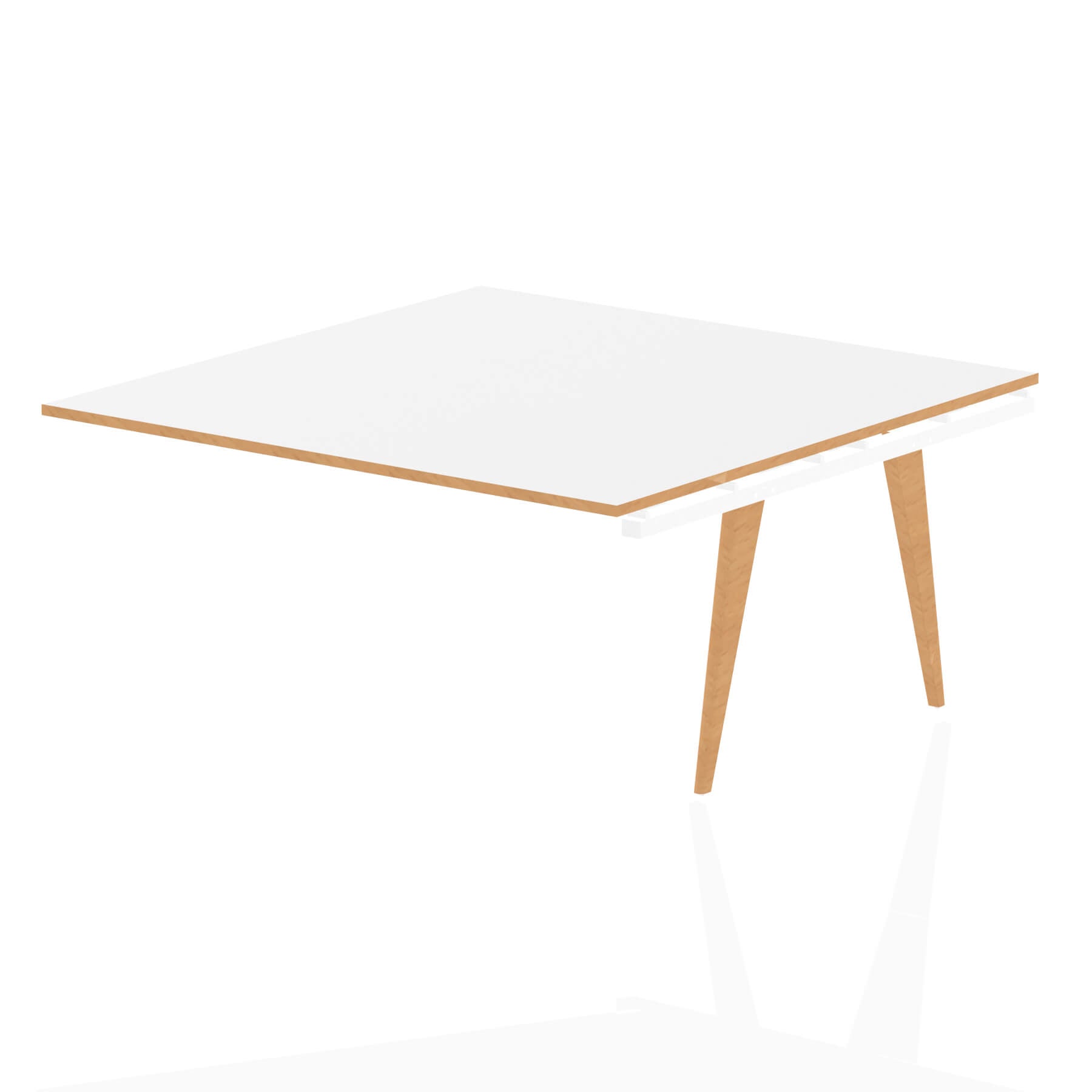 Oslo 1600mm Square Boardroom Table Ext Kit - MFC Material, White Frame, Wooden Legs, Self-Assembly, 5-Year Guarantee