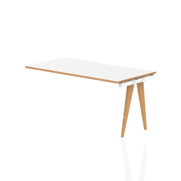 Oslo Single Row Extension Kit - MFC Rectangular Desk/Table, Wooden Legs, Natural Wood Frame, 1200-1600mm Width, 800mm Depth, 5-Year Guarantee