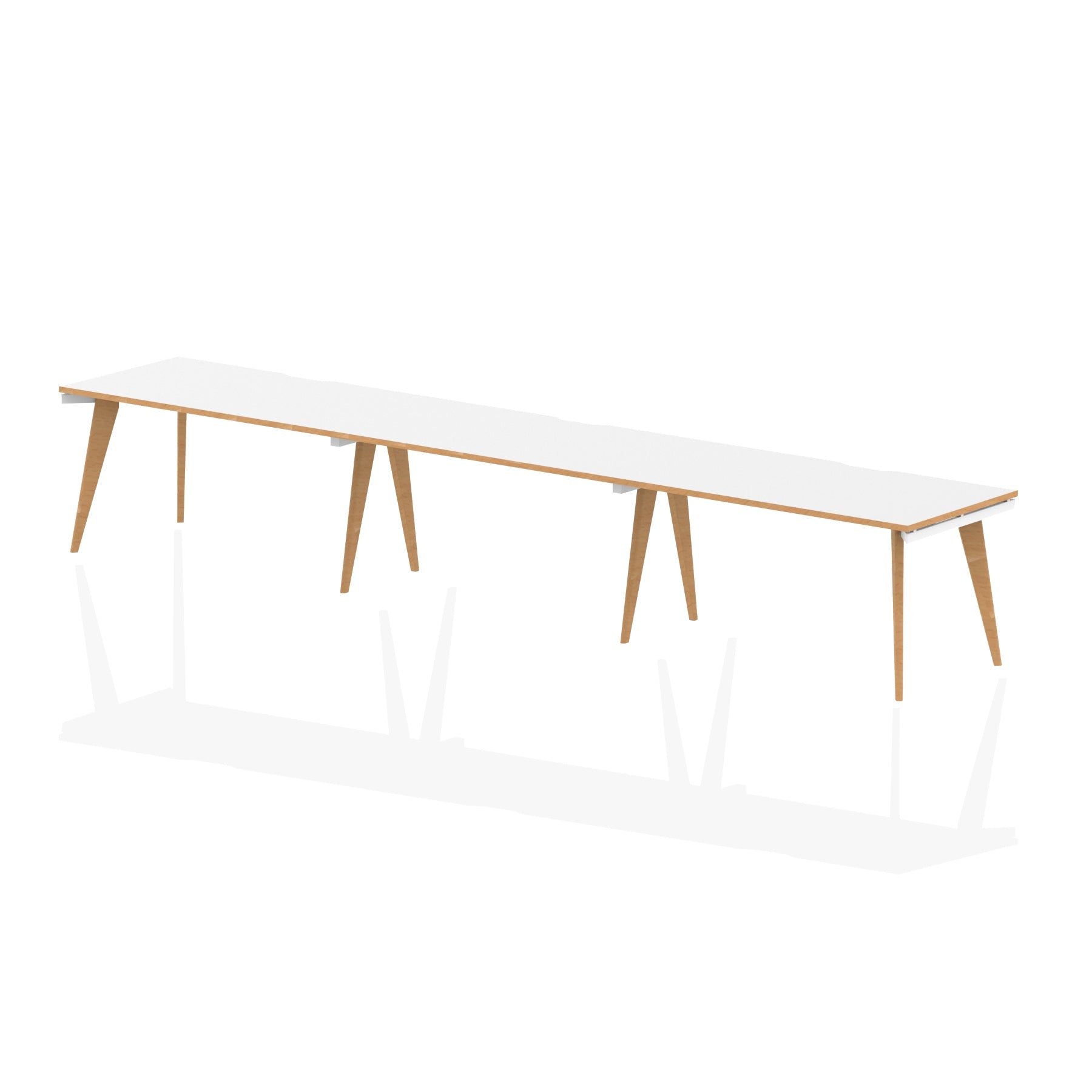 Oslo Single Row Desk - Rectangular MFC, Self-Assembly, Wooden Legs, 5-Year Guarantee, Multiple Sizes (2400-4800mm Width)