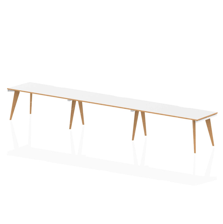 Oslo Single Row Desk - Rectangular MFC, Self-Assembly, Wooden Legs, 5-Year Guarantee, Multiple Sizes (2400-4800mm Width)