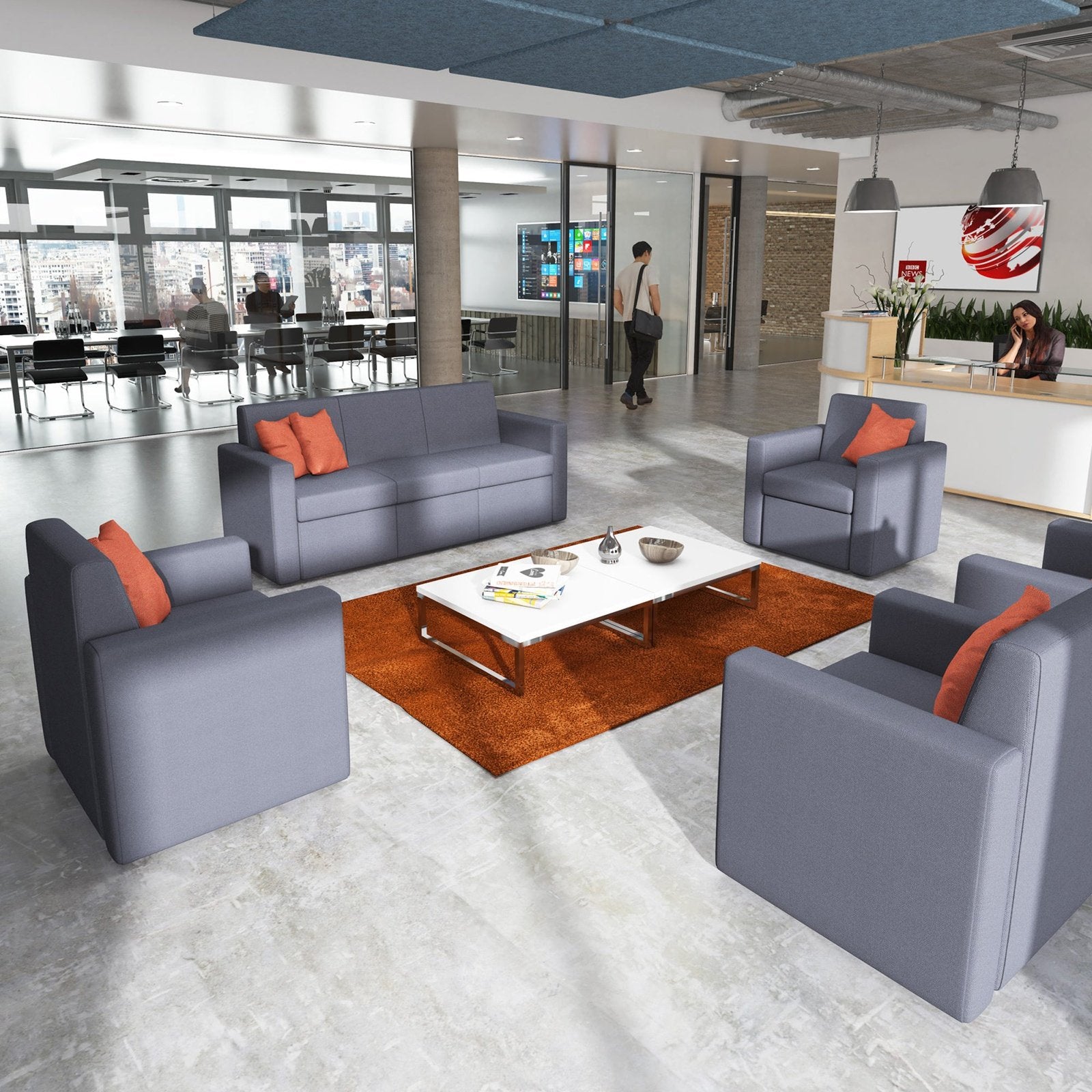Oslo square back reception sofa - Office Products Online