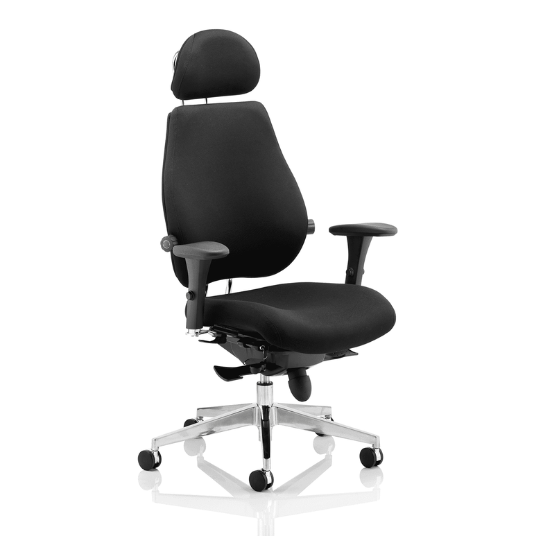 Chiro Plus Ultimate Ergonomic High Back Chair with Adjustable Arms, Headrest & Lumbar Support - Soft Bonded Leather, 150kg Capacity, 24hr Use