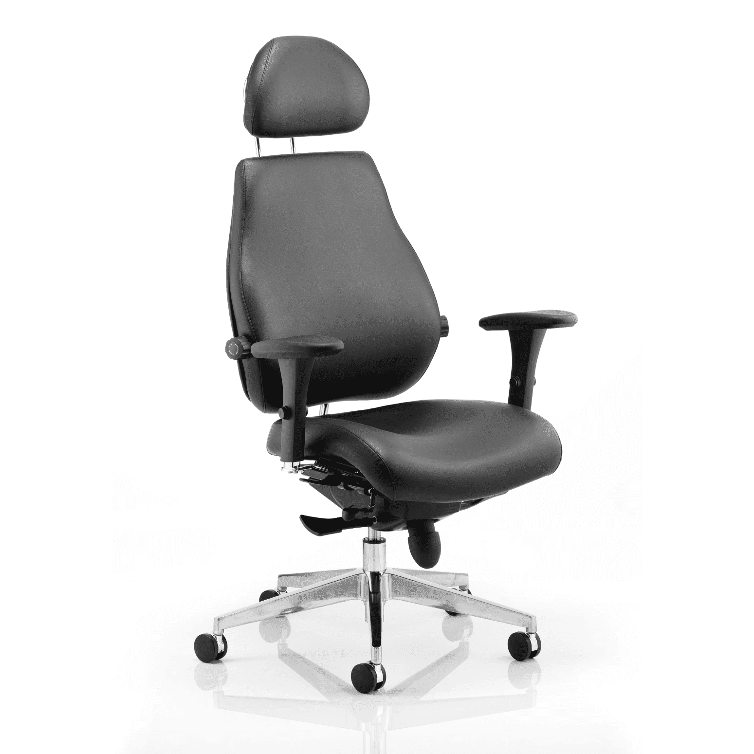 Chiro Plus Ultimate Ergonomic High Back Chair with Adjustable Arms, Headrest & Lumbar Support - Soft Bonded Leather, 150kg Capacity, 24hr Use