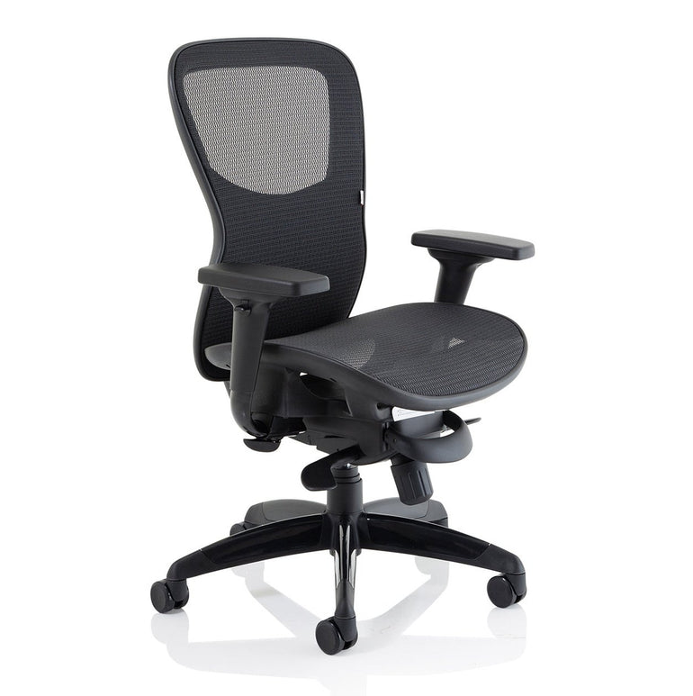 Stealth Shadow High Mesh Back Ergonomic Posture Chair with Arms - 24hr Usage, Adjustable Lumbar Support & Headrest, 135kg Capacity