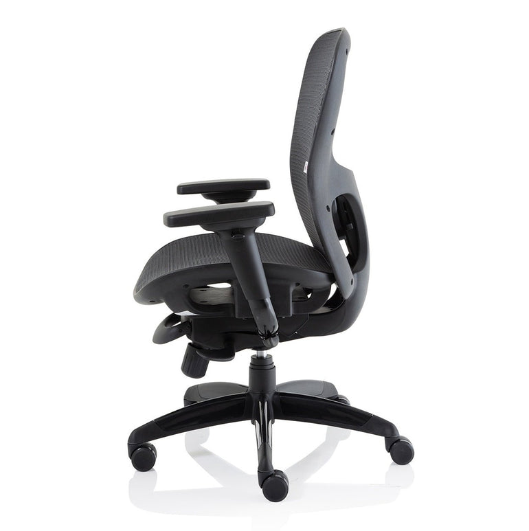 Stealth Shadow High Mesh Back Ergonomic Posture Chair with Arms - 24hr Usage, Adjustable Lumbar Support & Headrest, 135kg Capacity