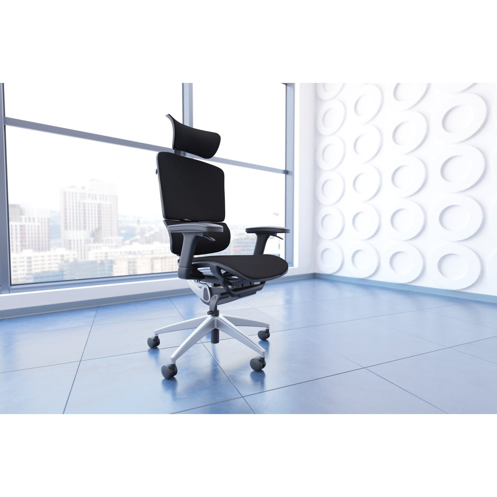 Ergo Click Plus High Back Ergonomic Office Chair - FabriMesh, Adjustable Arms & Headrest, Chrome Frame, 135kg Capacity, 24hr Use (Flat Packed)