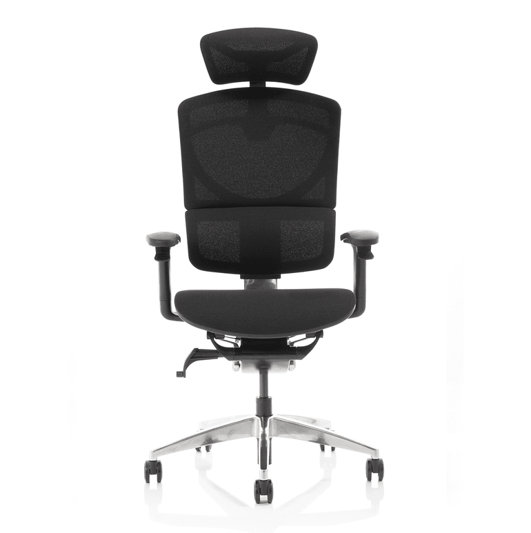 Ergo Click Plus High Back Ergonomic Office Chair - FabriMesh, Adjustable Arms & Headrest, Chrome Frame, 135kg Capacity, 24hr Use (Flat Packed)