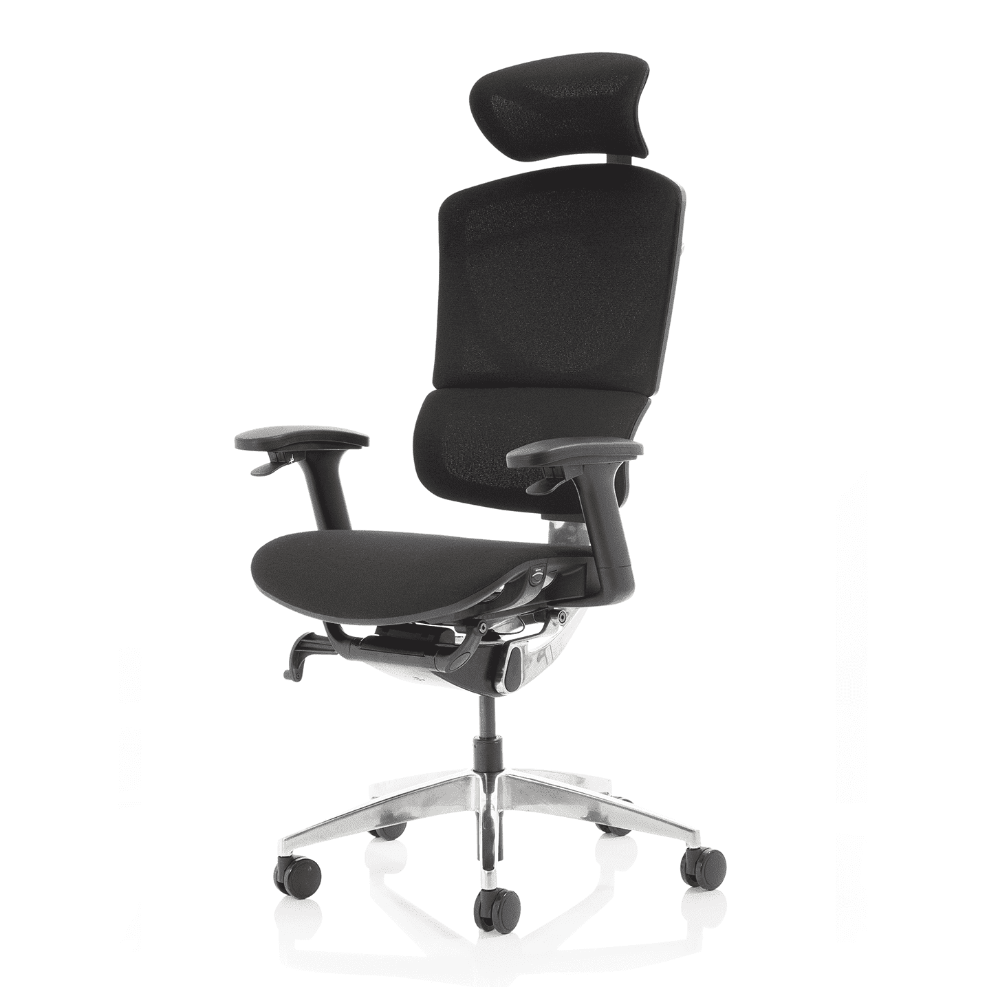 Ergo Click Plus High Back Ergonomic Office Chair - FabriMesh, Adjustable Arms & Headrest, Chrome Frame, 135kg Capacity, 24hr Use (Flat Packed)