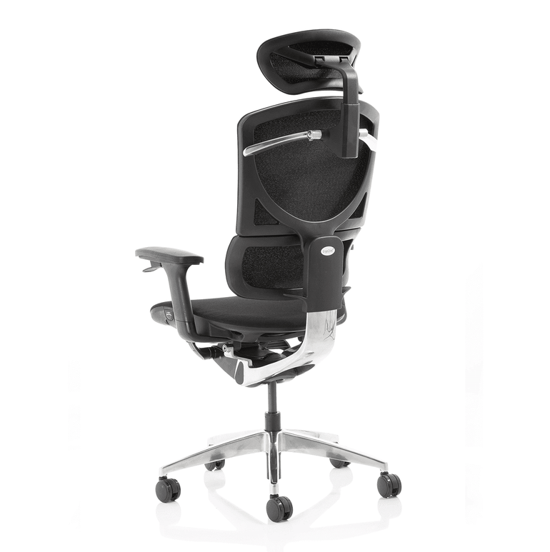 Ergo Click Plus High Back Ergonomic Office Chair - FabriMesh, Adjustable Arms & Headrest, Chrome Frame, 135kg Capacity, 24hr Use (Flat Packed)