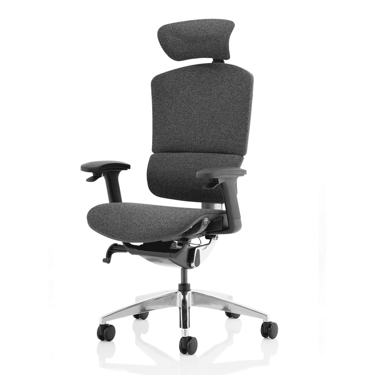 Ergo Click Plus High Back Ergonomic Office Chair - FabriMesh, Adjustable Arms & Headrest, Chrome Frame, 135kg Capacity, 24hr Use (Flat Packed)