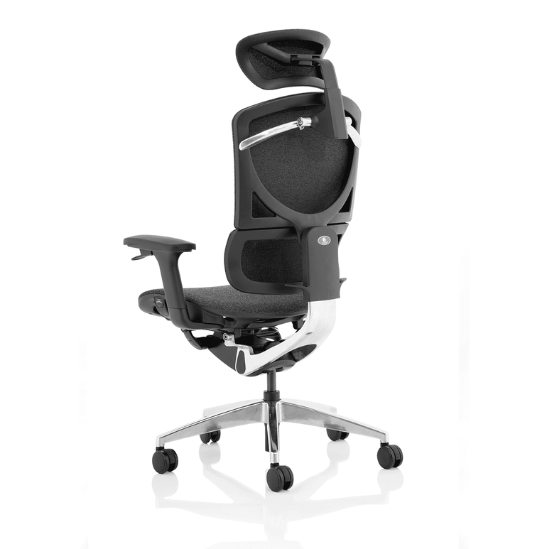 Ergo Click Plus High Back Ergonomic Office Chair - FabriMesh, Adjustable Arms & Headrest, Chrome Frame, 135kg Capacity, 24hr Use (Flat Packed)