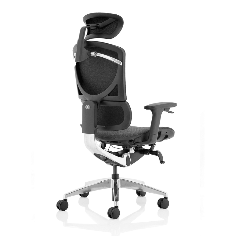 Ergo Click Plus High Back Ergonomic Office Chair - FabriMesh, Adjustable Arms & Headrest, Chrome Frame, 135kg Capacity, 24hr Use (Flat Packed)