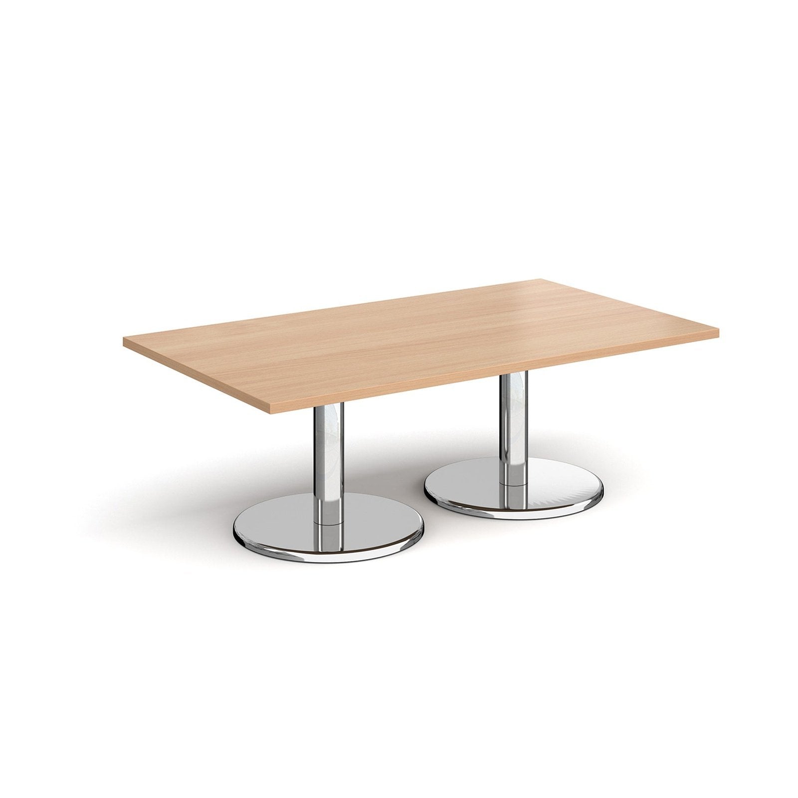 Pisa rectangular coffee table with round chrome bases - Office Products Online