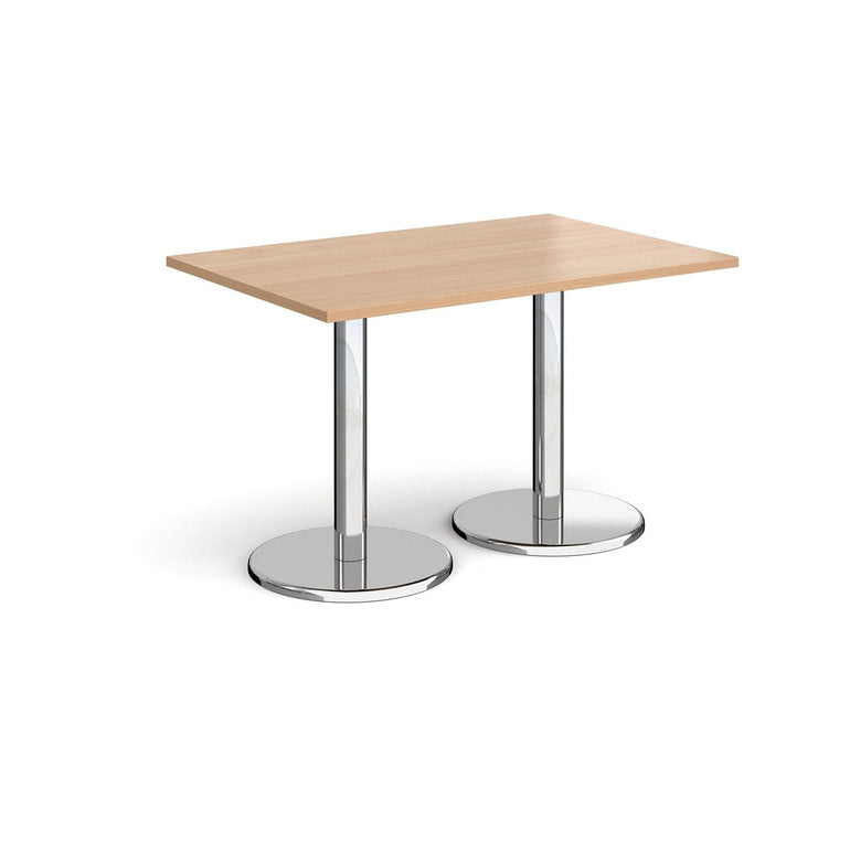 Pisa rectangular dining table with round chrome bases - Office Products Online