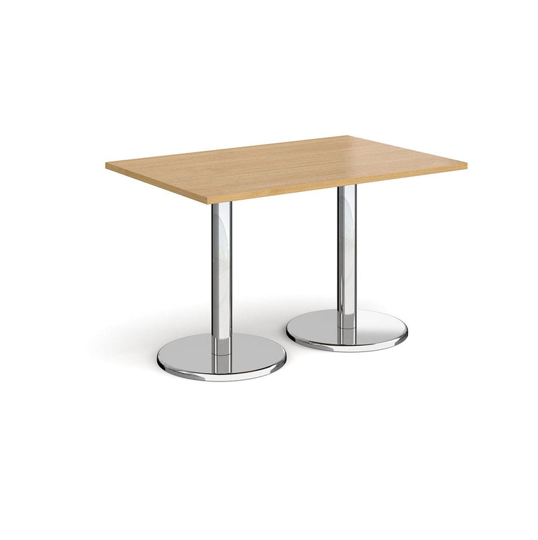 Pisa rectangular dining table with round chrome bases - Office Products Online