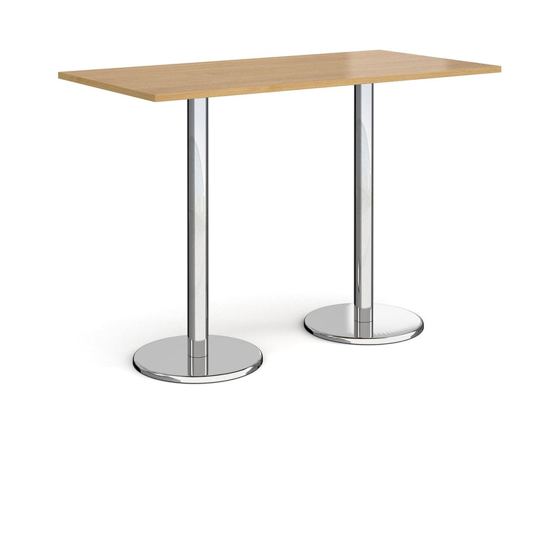 Pisa rectangular poseur table with round chrome bases - Office Products Online