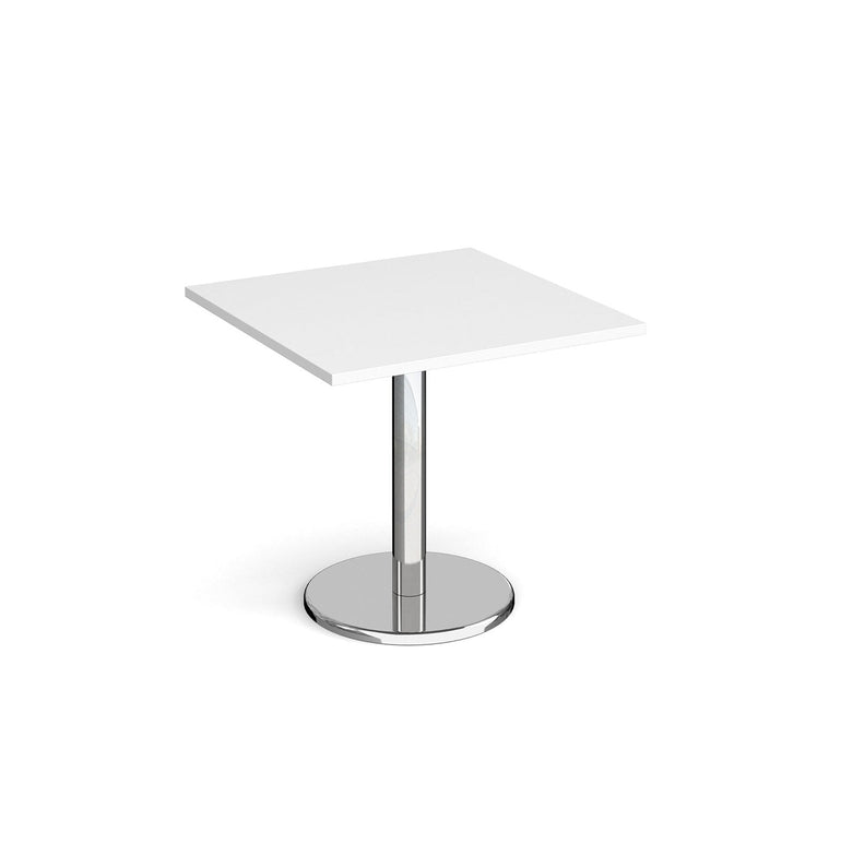 Pisa square dining table with round chrome base - Office Products Online