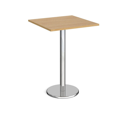 Pisa square poseur table with round chrome base - Office Products Online