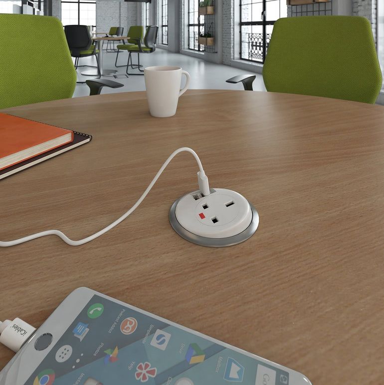 Pixel in-surface power module UK socket, 1 x TUF A&C connectors USB charger - white - Office Products Online