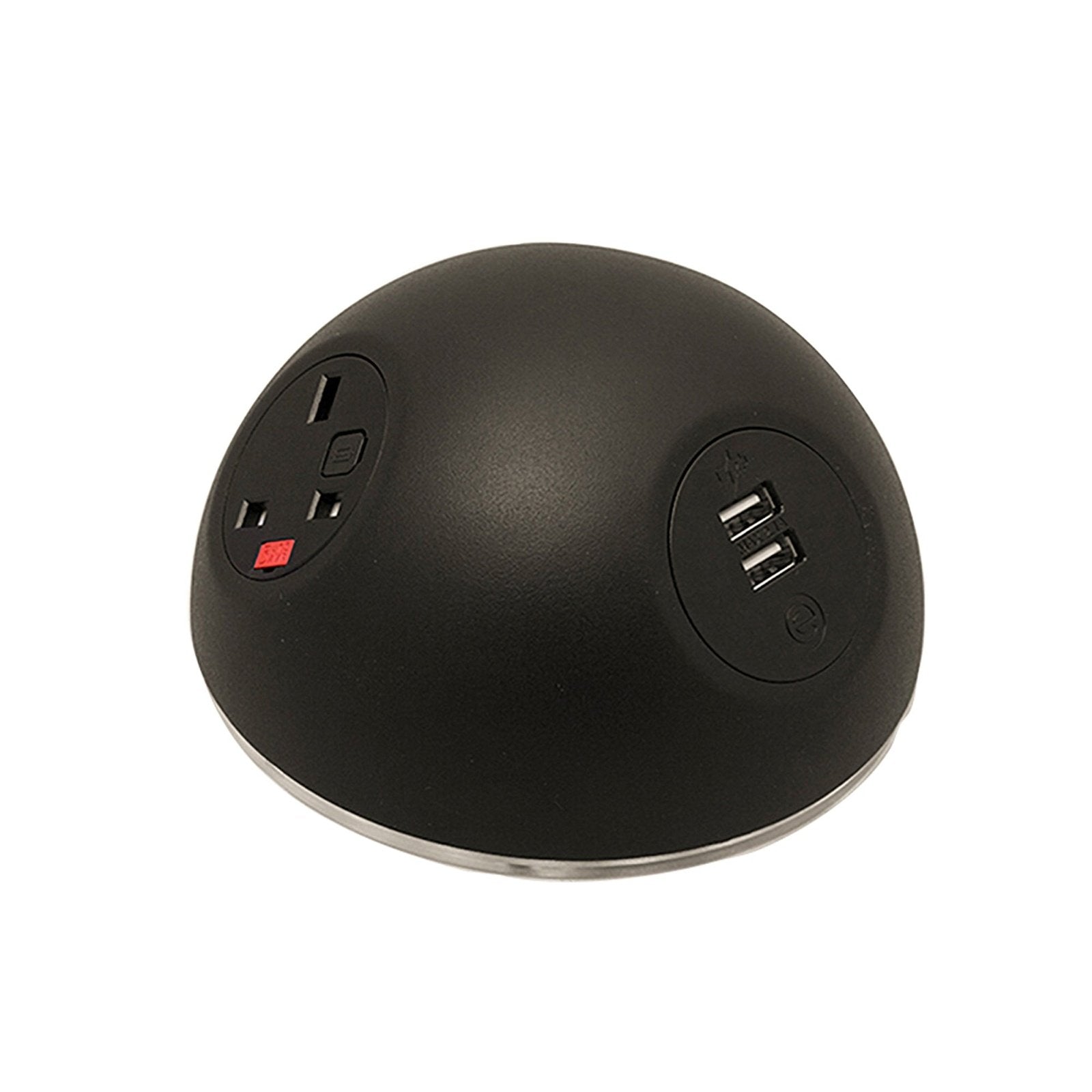 Pluto domed on-surface power module with 2 UK sockets, 1 x TUF A&C connectors USB charger - Office Products Online