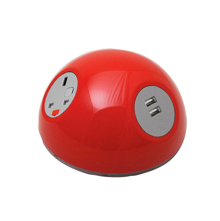 Pluto domed on-surface power module with UK socket, 1 x TUF A&C connectors USB charger - Office Products Online