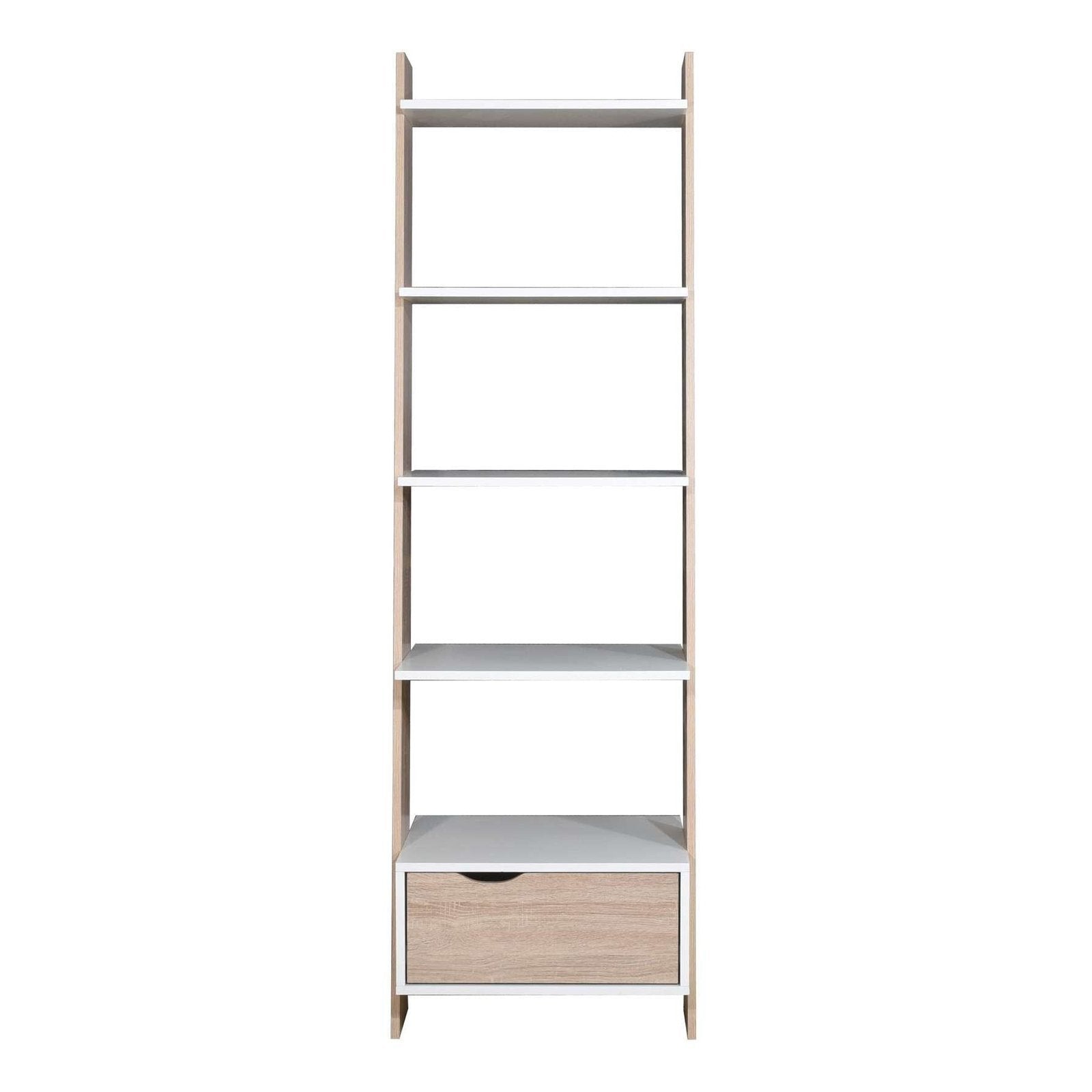 Pulford Scandinavian Ladder Bookcase Drawer allhomely