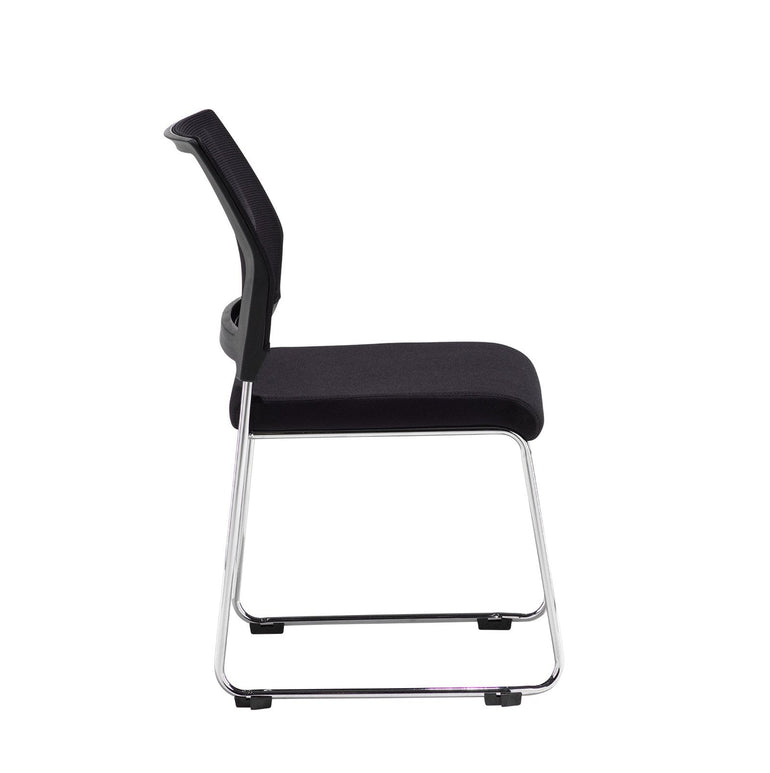 Quavo mesh back multi-purpose chair with black fabric seat and chrome wire frame pack of 4 - Office Products Online