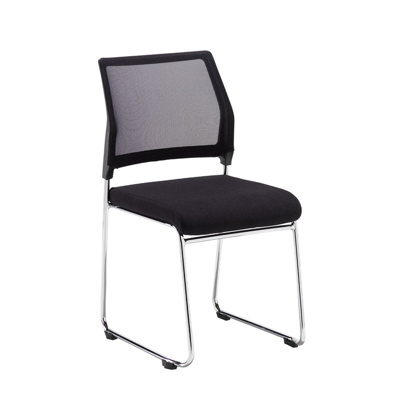 Quavo mesh back multi-purpose chair with black fabric seat and chrome wire frame pack of 4 - Office Products Online