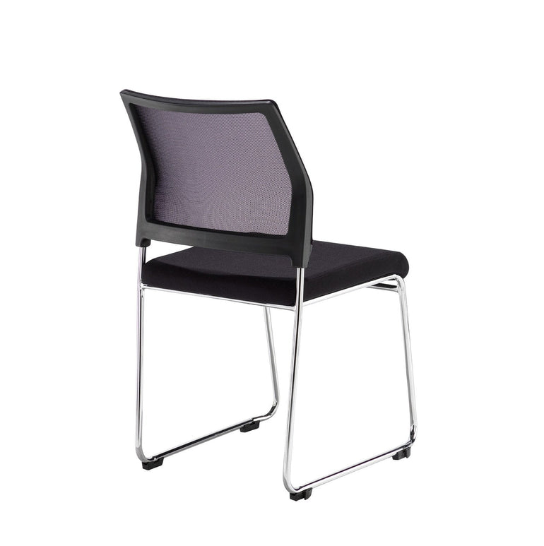 Quavo mesh back multi-purpose chair with black fabric seat and chrome wire frame pack of 4 - Office Products Online
