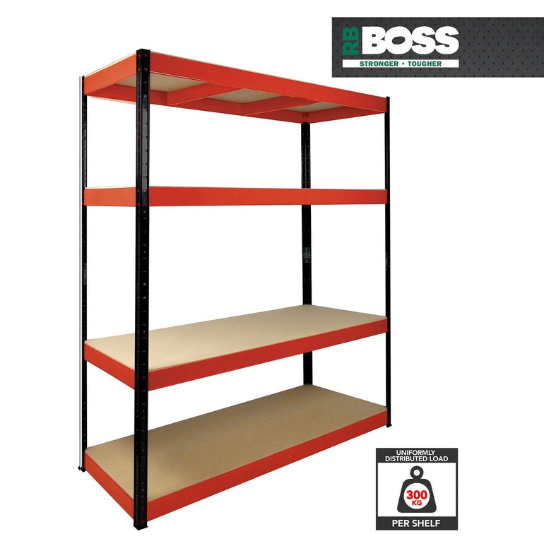 RB Boss 4x Tier Shelving Unit - 1800x1600x600mm 300kgs UDL - Office Products Online