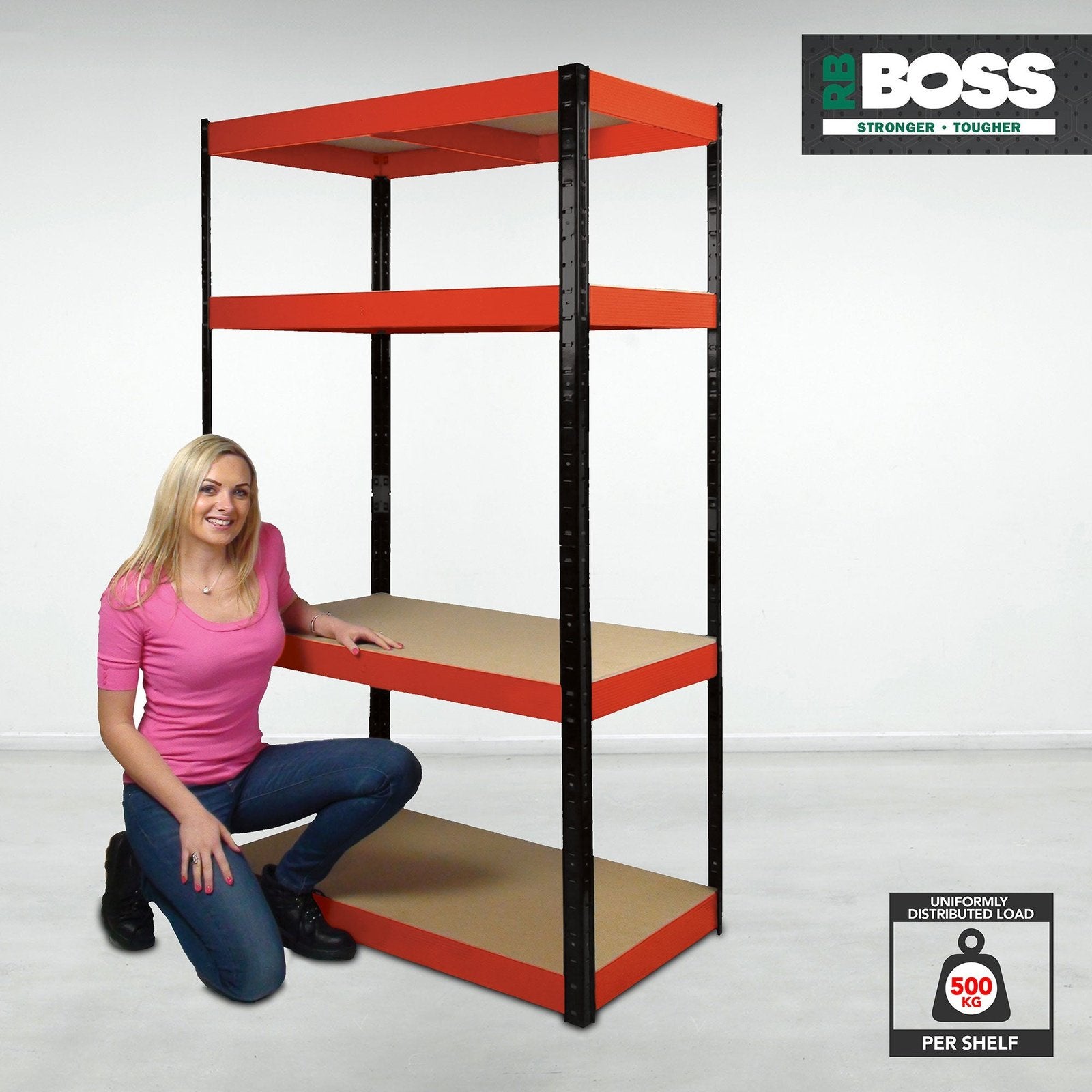RB Boss 4x Tier Shelving Unit - 1800x900x300mm 500kgs UDL - Office Products Online