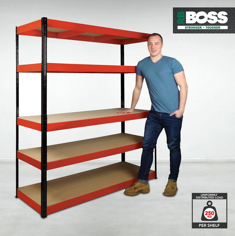 RB Boss 5x Tier Shelving Unit - 1800x1600x600mm 250kgs UDL - Office Products Online
